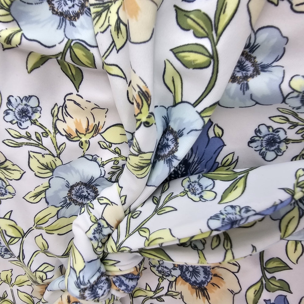 J Crew Swim Bottom Blue High Rise Cut Bikini Knot Tie Waist Floral Vines BF204 - Picture 9 of 11